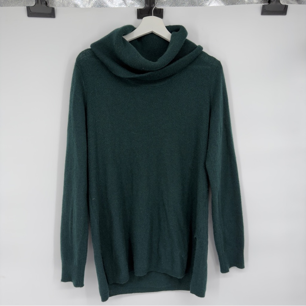 Max Studio Cowl Neck 100% 2-Ply Cashmere Green Sweater Large